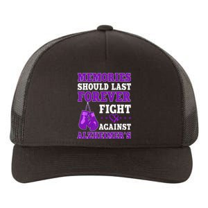 Alzheimers Disease AD Purple Awareness Boxing Gloves Ribbon Yupoong Adult 5-Panel Trucker Hat