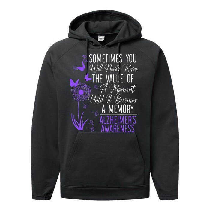 Alzheimers Disease Awareness Dementia I Wear Purple Performance Fleece Hoodie