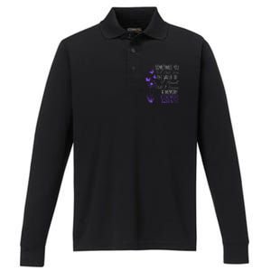 Alzheimers Disease Awareness Dementia I Wear Purple Performance Long Sleeve Polo