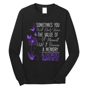 Alzheimers Disease Awareness Dementia I Wear Purple Long Sleeve Shirt