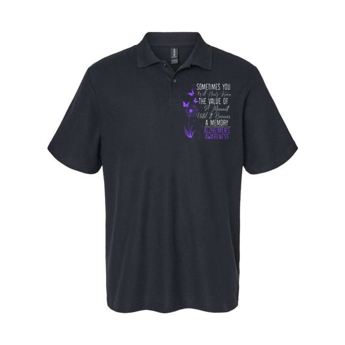 Alzheimers Disease Awareness Dementia I Wear Purple Softstyle Adult Sport Polo