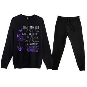 Alzheimers Disease Awareness Dementia I Wear Purple Premium Crewneck Sweatsuit Set