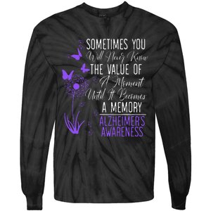 Alzheimers Disease Awareness Dementia I Wear Purple Tie-Dye Long Sleeve Shirt