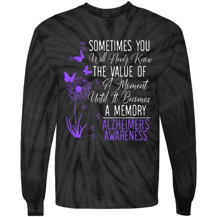 Alzheimers Disease Awareness Dementia I Wear Purple Tie-Dye Long Sleeve Shirt