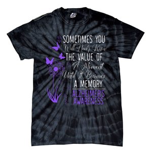 Alzheimers Disease Awareness Dementia I Wear Purple Tie-Dye T-Shirt