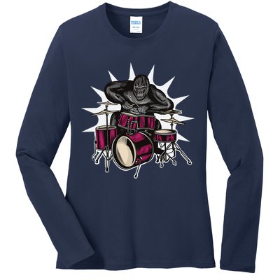 Ape Drummer Ladies Long Sleeve Shirt