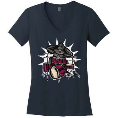 Ape Drummer Women's V-Neck T-Shirt