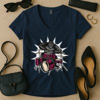 Ape Drummer Women's V-Neck T-Shirt