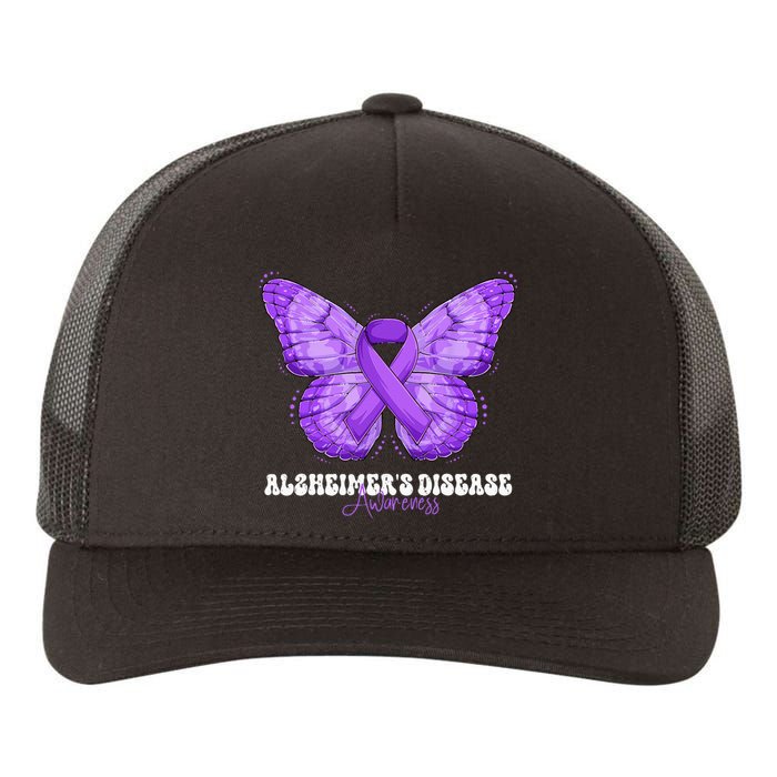 Alzheimers Disease Awareness Month Purple Ribbon Butterfly Yupoong Adult 5-Panel Trucker Hat