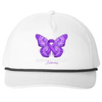 Alzheimers Disease Awareness Month Purple Ribbon Butterfly Snapback Five-Panel Rope Hat