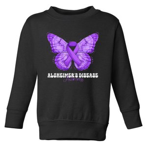 Alzheimers Disease Awareness Month Purple Ribbon Butterfly Toddler Sweatshirt