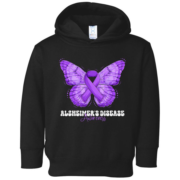 Alzheimers Disease Awareness Month Purple Ribbon Butterfly Toddler Hoodie