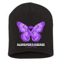 Alzheimers Disease Awareness Month Purple Ribbon Butterfly Short Acrylic Beanie