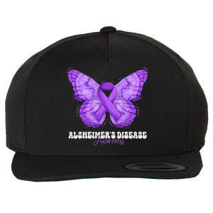 Alzheimers Disease Awareness Month Purple Ribbon Butterfly Wool Snapback Cap