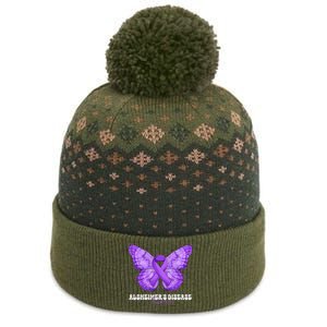 Alzheimers Disease Awareness Month Purple Ribbon Butterfly The Baniff Cuffed Pom Beanie