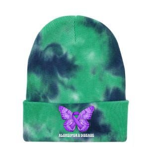 Alzheimers Disease Awareness Month Purple Ribbon Butterfly Tie Dye 12in Knit Beanie