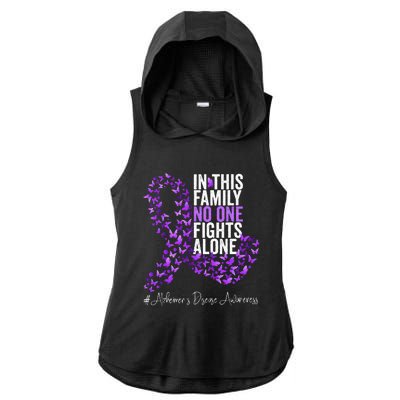 Alzheimers Disease Awareness Month Purple Ribbon Ladies PosiCharge Tri-Blend Wicking Draft Hoodie Tank