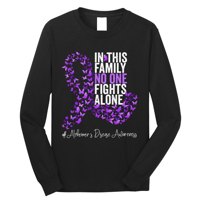 Alzheimers Disease Awareness Month Purple Ribbon Long Sleeve Shirt