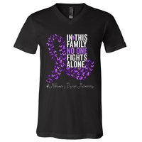 Alzheimers Disease Awareness Month Purple Ribbon V-Neck T-Shirt