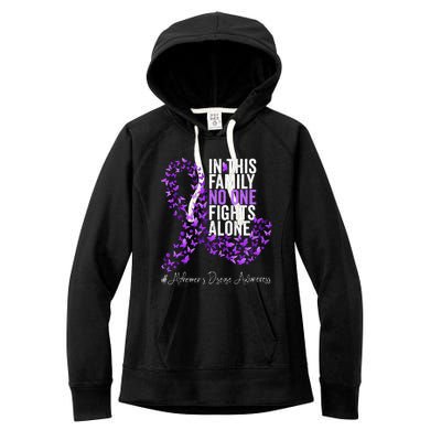 Alzheimers Disease Awareness Month Purple Ribbon Women's Fleece Hoodie