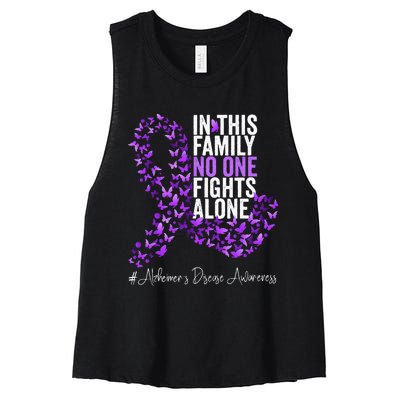 Alzheimers Disease Awareness Month Purple Ribbon Women's Racerback Cropped Tank