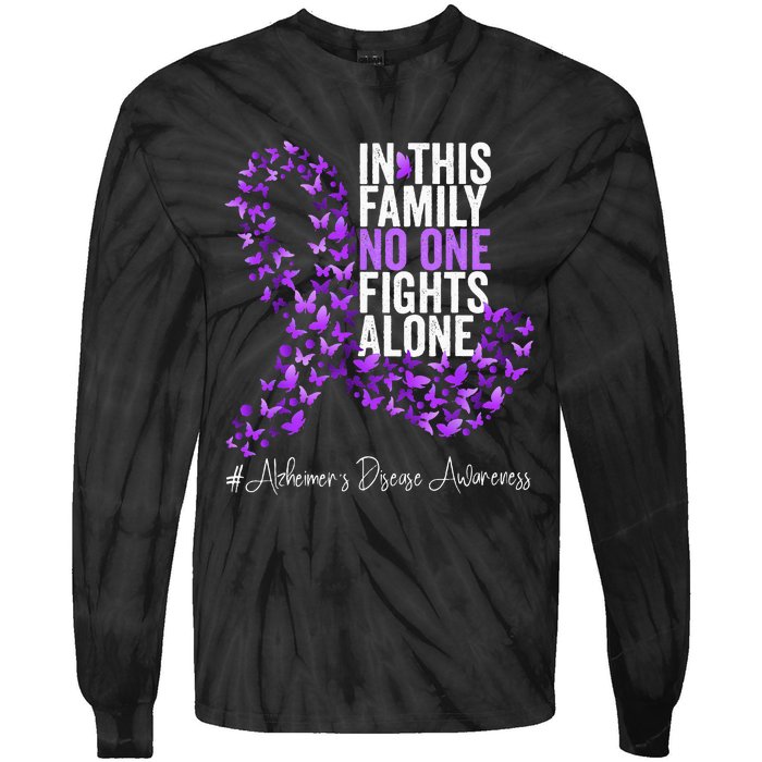 Alzheimers Disease Awareness Month Purple Ribbon Tie-Dye Long Sleeve Shirt