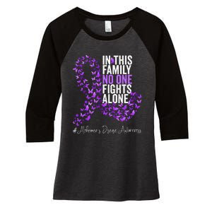 Alzheimers Disease Awareness Month Purple Ribbon Women's Tri-Blend 3/4-Sleeve Raglan Shirt