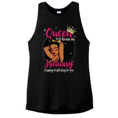 Afro Diva A Queen Was Born In January Happy Birthday To Me Ladies PosiCharge Tri-Blend Wicking Tank