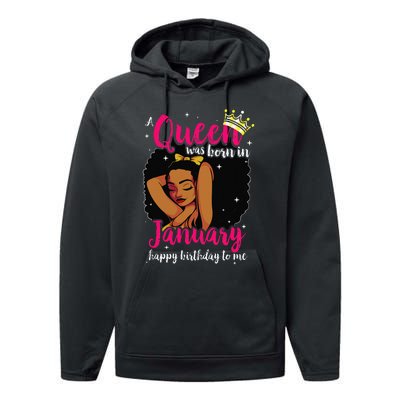 Afro Diva A Queen Was Born In January Happy Birthday To Me Performance Fleece Hoodie