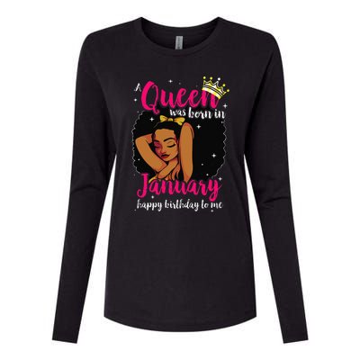 Afro Diva A Queen Was Born In January Happy Birthday To Me Womens Cotton Relaxed Long Sleeve T-Shirt