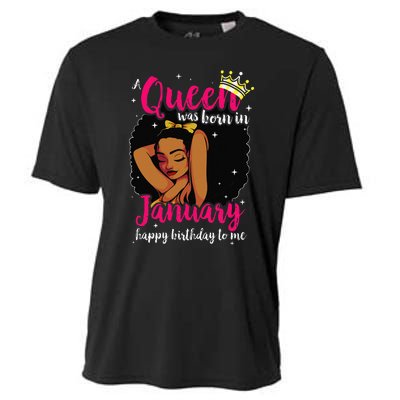 Afro Diva A Queen Was Born In January Happy Birthday To Me Cooling Performance Crew T-Shirt