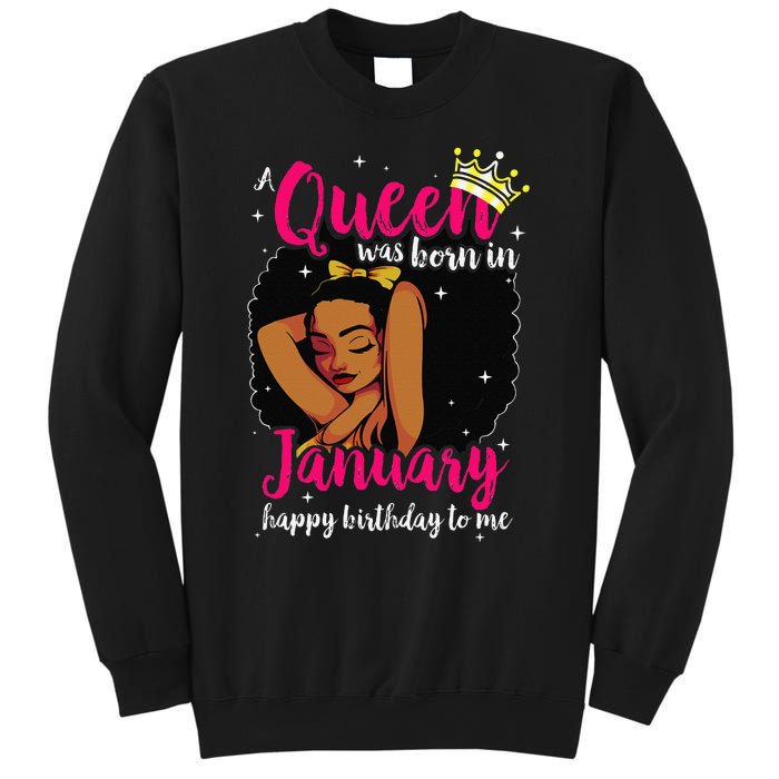 Afro Diva A Queen Was Born In January Happy Birthday To Me Sweatshirt