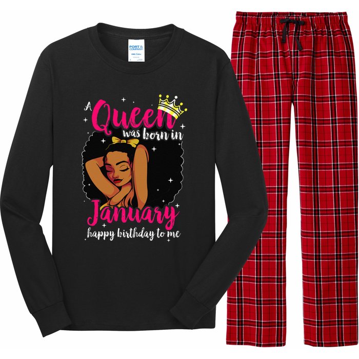 Afro Diva A Queen Was Born In January Happy Birthday To Me Long Sleeve Pajama Set