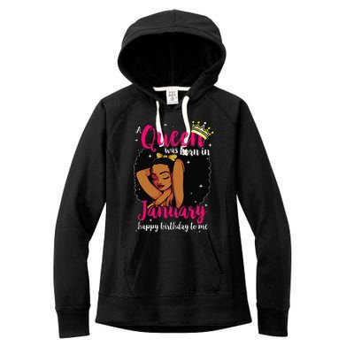 Afro Diva A Queen Was Born In January Happy Birthday To Me Women's Fleece Hoodie