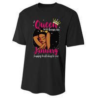 Afro Diva A Queen Was Born In January Happy Birthday To Me Performance Sprint T-Shirt