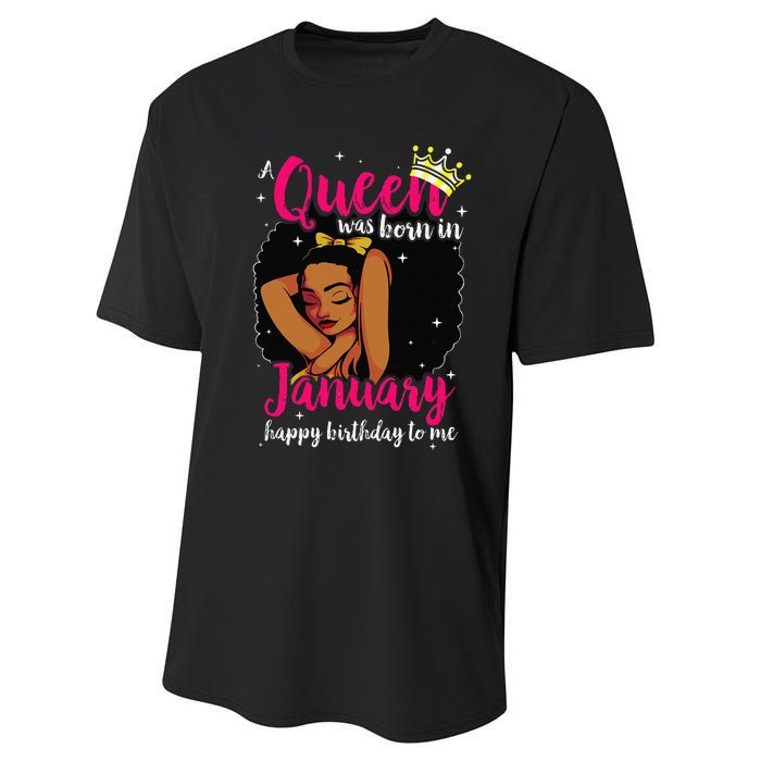 Afro Diva A Queen Was Born In January Happy Birthday To Me Performance Sprint T-Shirt