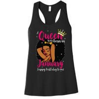 Afro Diva A Queen Was Born In January Happy Birthday To Me Women's Racerback Tank