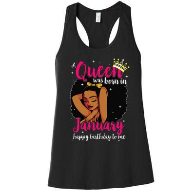 Afro Diva A Queen Was Born In January Happy Birthday To Me Women's Racerback Tank