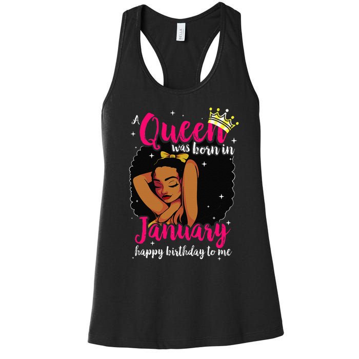 Afro Diva A Queen Was Born In January Happy Birthday To Me Women's Racerback Tank