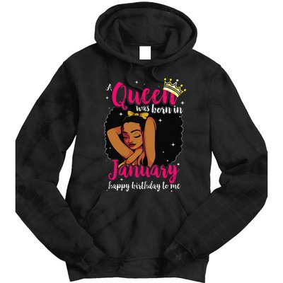 Afro Diva A Queen Was Born In January Happy Birthday To Me Tie Dye Hoodie