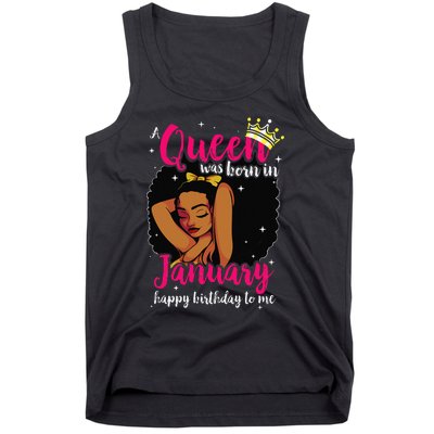 Afro Diva A Queen Was Born In January Happy Birthday To Me Tank Top