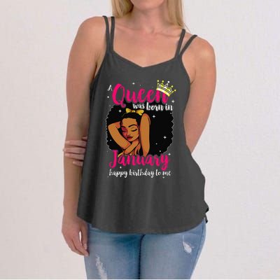 Afro Diva A Queen Was Born In January Happy Birthday To Me Women's Strappy Tank