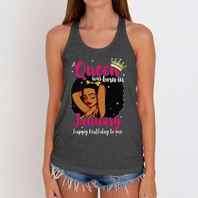 Afro Diva A Queen Was Born In January Happy Birthday To Me Women's Knotted Racerback Tank