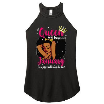 Afro Diva A Queen Was Born In January Happy Birthday To Me Women's Perfect Tri Rocker Tank