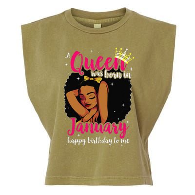 Afro Diva A Queen Was Born In January Happy Birthday To Me Garment-Dyed Women's Muscle Tee