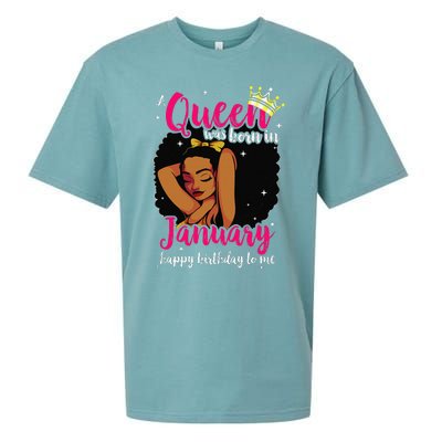 Afro Diva A Queen Was Born In January Happy Birthday To Me Sueded Cloud Jersey T-Shirt