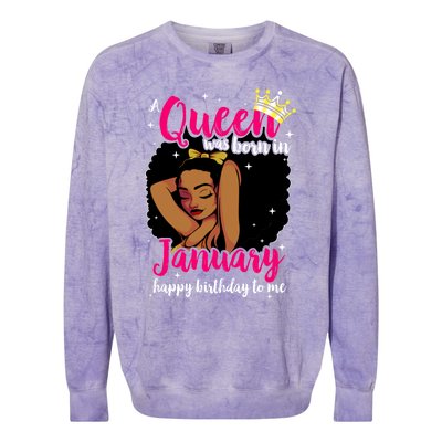 Afro Diva A Queen Was Born In January Happy Birthday To Me Gift Colorblast Crewneck Sweatshirt