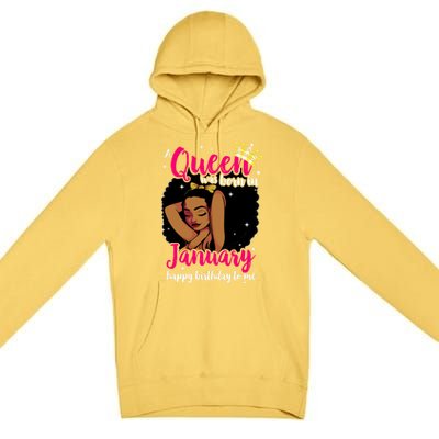 Afro Diva A Queen Was Born In January Happy Birthday To Me Gift Premium Pullover Hoodie