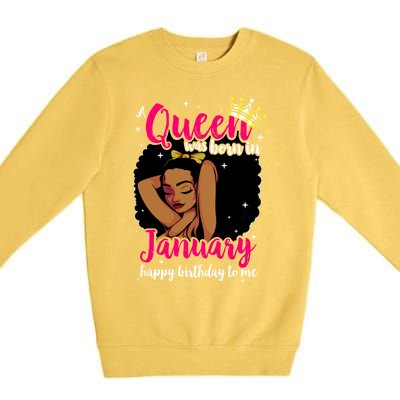 Afro Diva A Queen Was Born In January Happy Birthday To Me Gift Premium Crewneck Sweatshirt