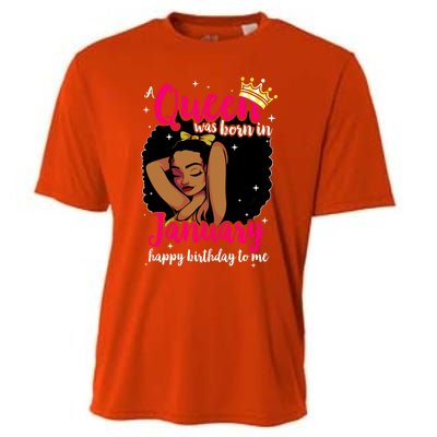 Afro Diva A Queen Was Born In January Happy Birthday To Me Gift Cooling Performance Crew T-Shirt